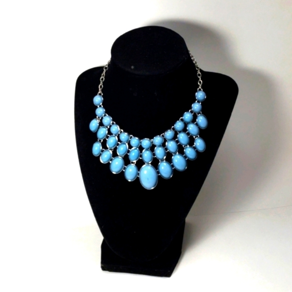 RSVP Silver, Blue Grayish Statement Necklace – Women's Fashion Jewelry - 18-inch - Picture 3 of 8